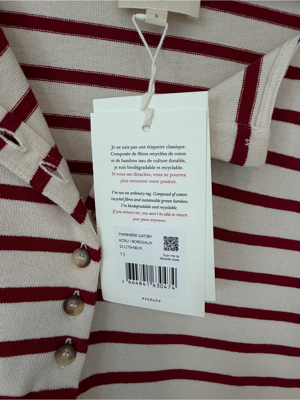 Sezane gatsby Mariniere red stripe top nwt - Picture 2 of 3